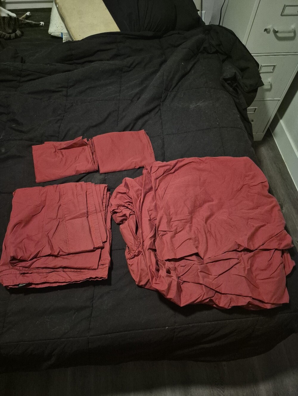 Lauren Ralph Lauren King Sheet Set Red 100% Cotton Made USA 4 Piece Vintage